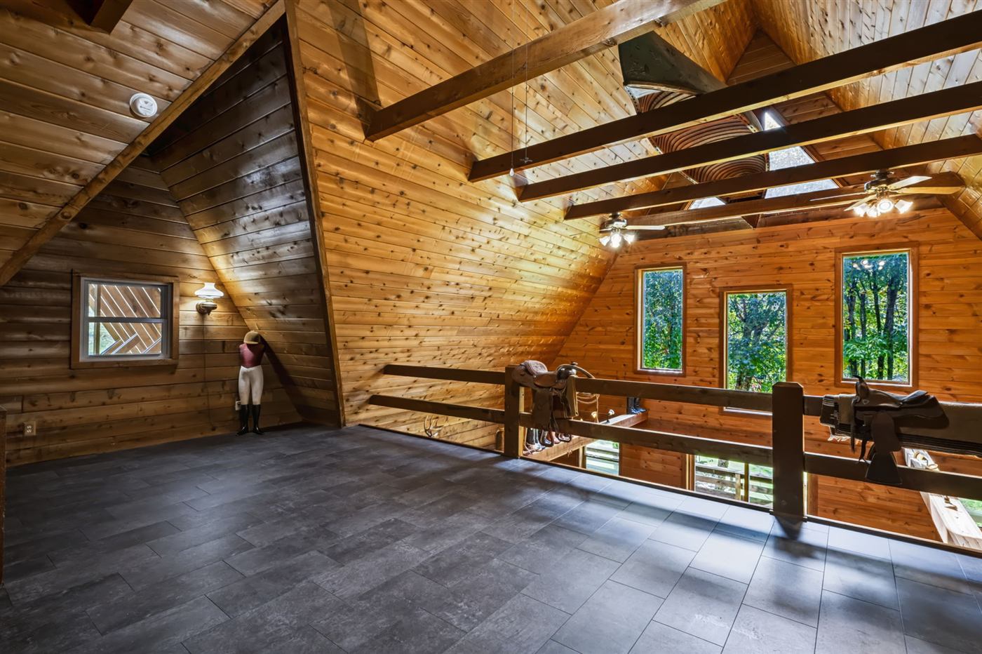 Open loft with exposed beams